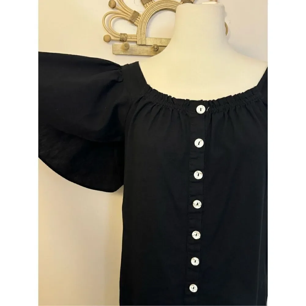 Free People Sweet Sunday Midi Dress Endless Summer Buttondown Black XS